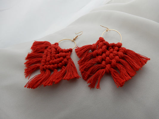 Red Woven Earrings