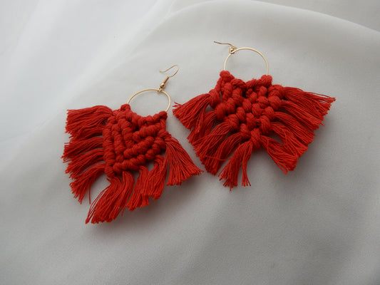 Red Woven Earrings