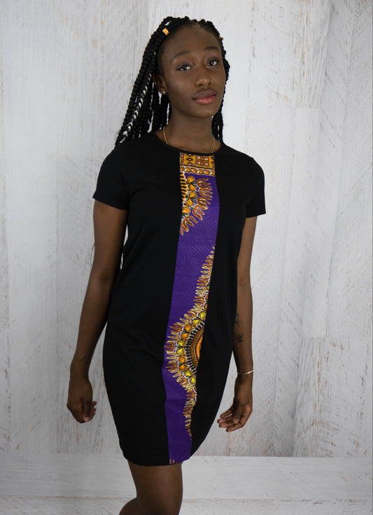 Purple african fabric Dress | Afrix Style