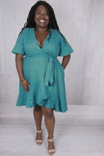Load image into Gallery viewer, Blue Wrap Cotton Dress