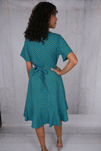 Load image into Gallery viewer, Blue Wrap Cotton Dress