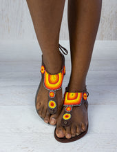 Load image into Gallery viewer, Orange Leather Sandals | Afrix Style