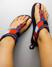 Load image into Gallery viewer, Orange Blue Black Sandals