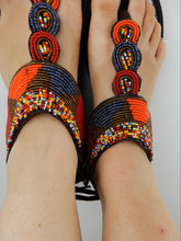 Load image into Gallery viewer, Metallic Tie-Up Sandals