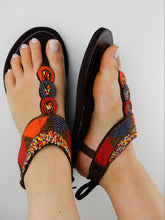 Load image into Gallery viewer, Metallic Tie-Up Sandals
