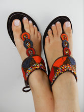 Load image into Gallery viewer, Metallic Tie-Up Sandals