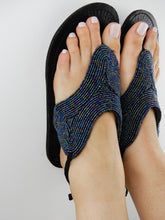 Load image into Gallery viewer, Black Beaded Sandals