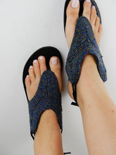 Load image into Gallery viewer, Black Beaded Sandals