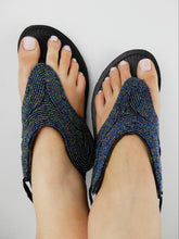 Load image into Gallery viewer, Black Beaded Sandals