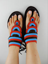 Load image into Gallery viewer, Layered Sandal Blue & Red