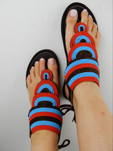 Load image into Gallery viewer, Layered Sandal Blue & Red