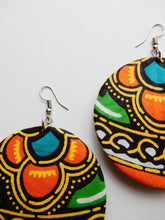 Load image into Gallery viewer, Orange African Fabric Earrings