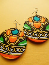 Load image into Gallery viewer, Orange African Fabric Earrings