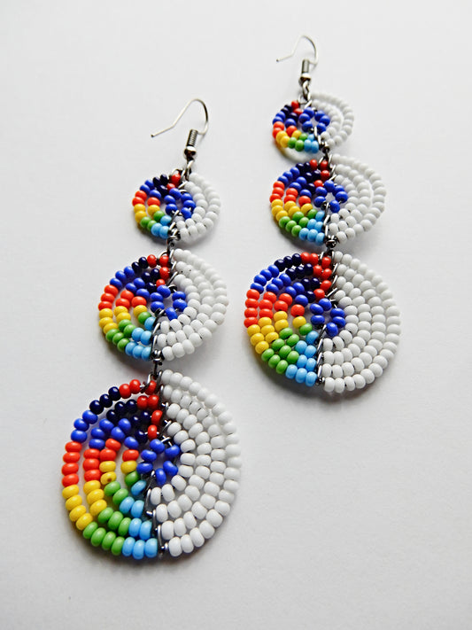 Drop White and Rainbow Earrings