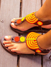 Load image into Gallery viewer, Orange Leather Sandals | Afrix Style