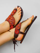 Load image into Gallery viewer, Afrix Style 37 (size 6) Red Sandals Leather