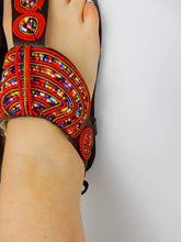 Load image into Gallery viewer, Afrix Style 37 (size 6) Red Sandals Leather