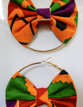 Load image into Gallery viewer, Afrix Style Gold Hoop Fabric Earrings