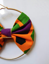 Load image into Gallery viewer, Afrix Style Gold Hoop Fabric Earrings