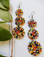 Load image into Gallery viewer, Afrix Style Rainbow Three Circle Drop Earrings