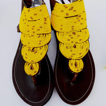 Load image into Gallery viewer, Afrix Style Shoes 38 (size 7) Yellow Summer Sandals
