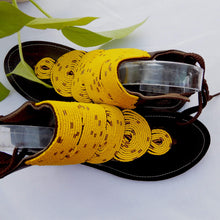 Load image into Gallery viewer, Afrix Style Shoes 38 (size 7) Yellow Summer Sandals