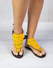 Load image into Gallery viewer, Afrix Style Shoes 38 (size 7) Yellow Summer Sandals