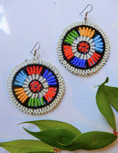 Load image into Gallery viewer, Afrix Style White Colourful Beaded Earrings