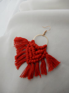 Red Woven Earrings