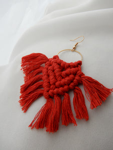 Red Woven Earrings