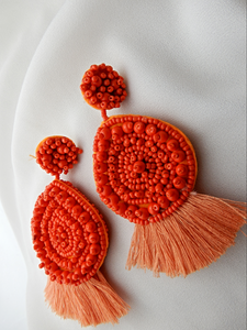 Bold Bead & tasseled Earring