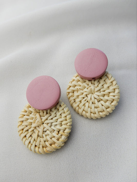 Pink Ratten Earrings