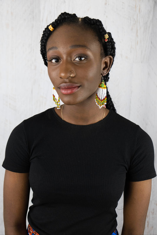 White Beaded Earrings