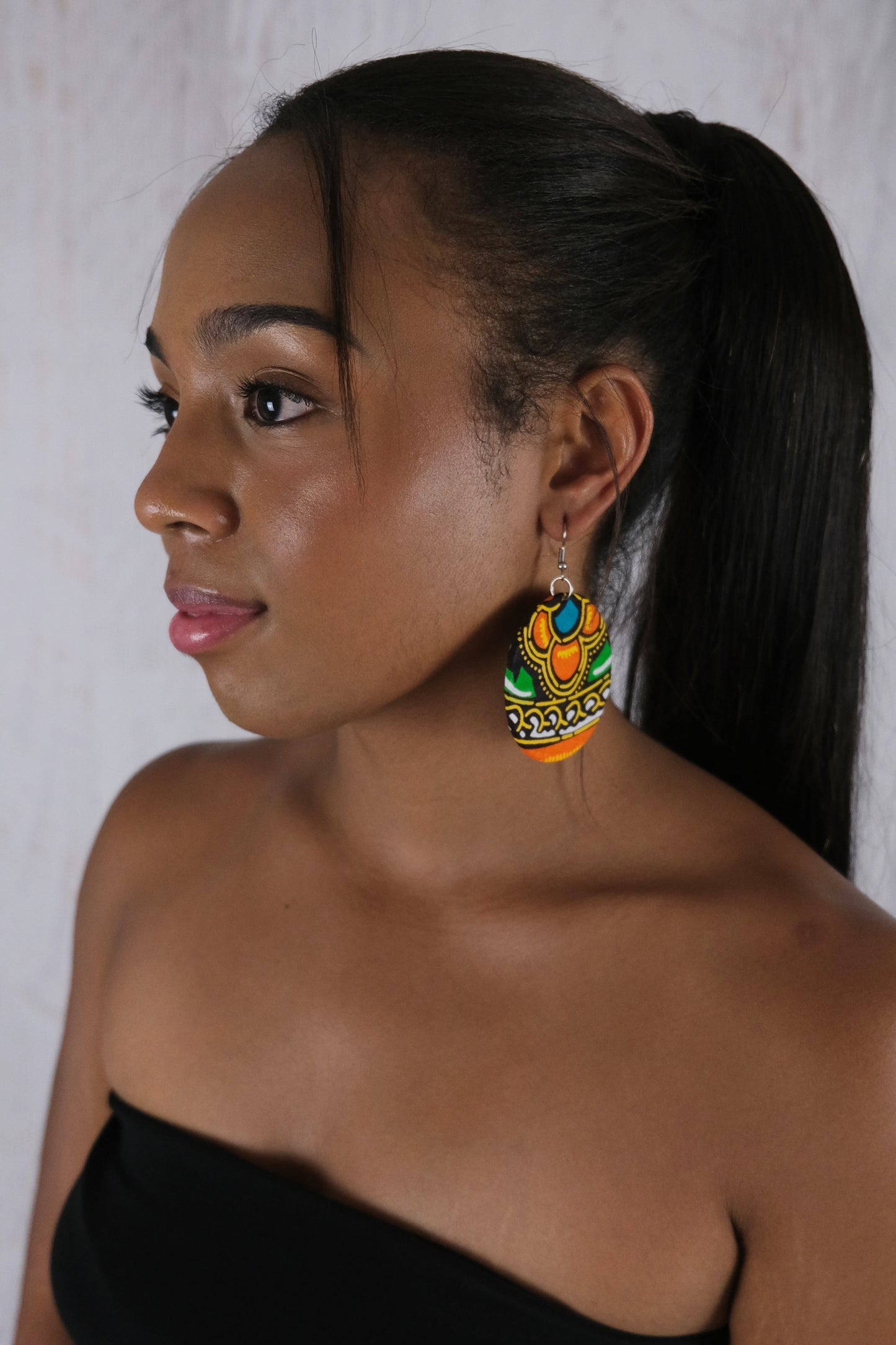 Orange African Fabric Earrings