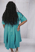 Load image into Gallery viewer, Blue Wrap Cotton Dress
