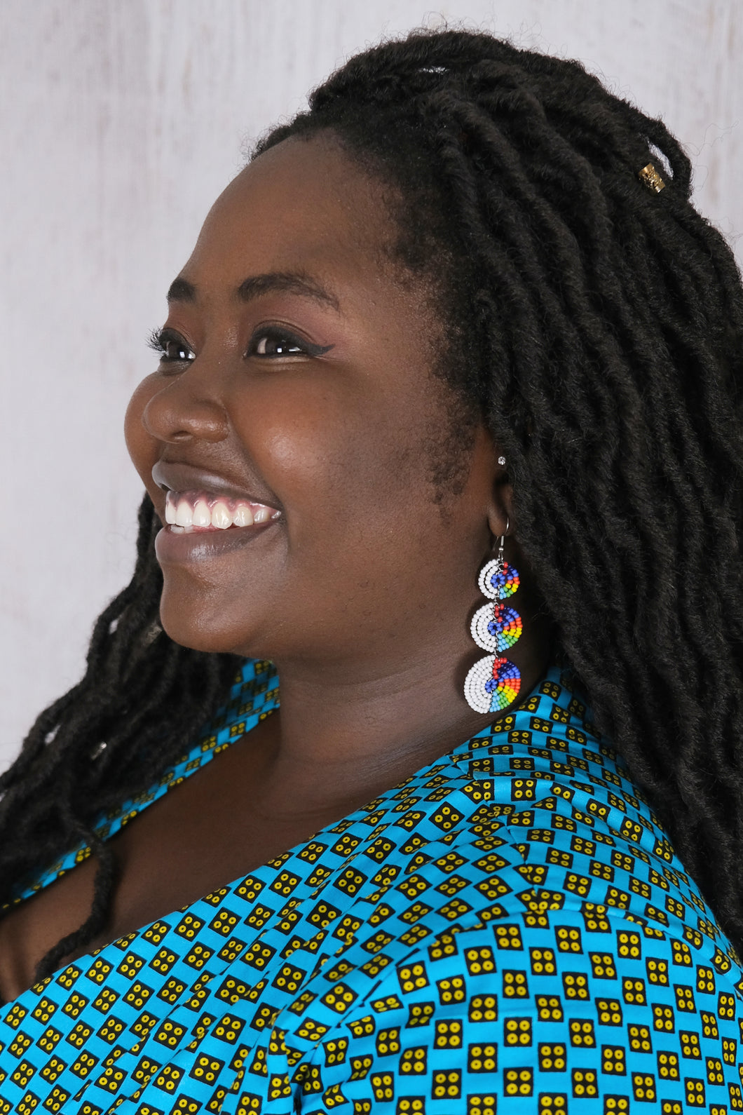 Drop White and Rainbow Earrings
