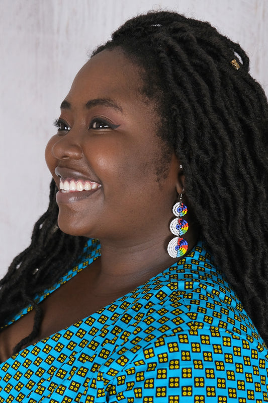 Drop White and Rainbow Earrings
