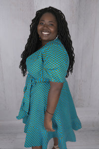 Blue Wrap Cotton Dress