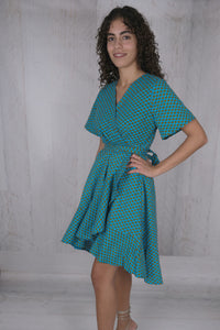 Blue Wrap Cotton Dress