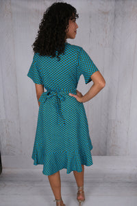 Blue Wrap Cotton Dress