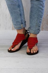 Red Flat Sandals