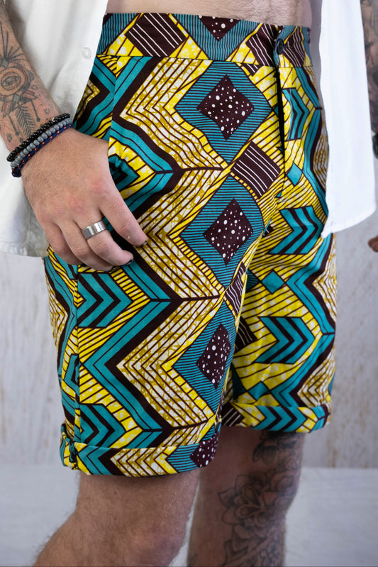 Mens African Fabric Shorts