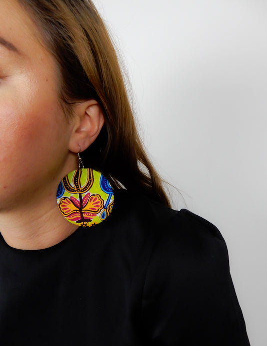 Wax Print Fabric Earrings - Afrix Style