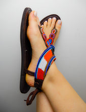 Load image into Gallery viewer, Orange Blue Black Sandals

