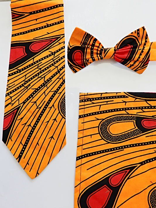 African Yellow Bow Tie Set