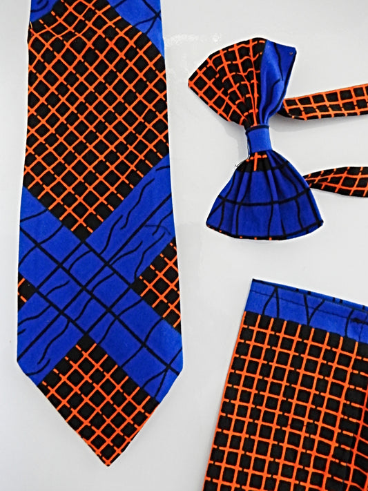 Blue and Orange Bow Tie Set