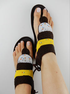 Layered Beaded Sandals
