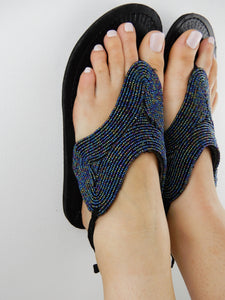 Black Beaded Sandals