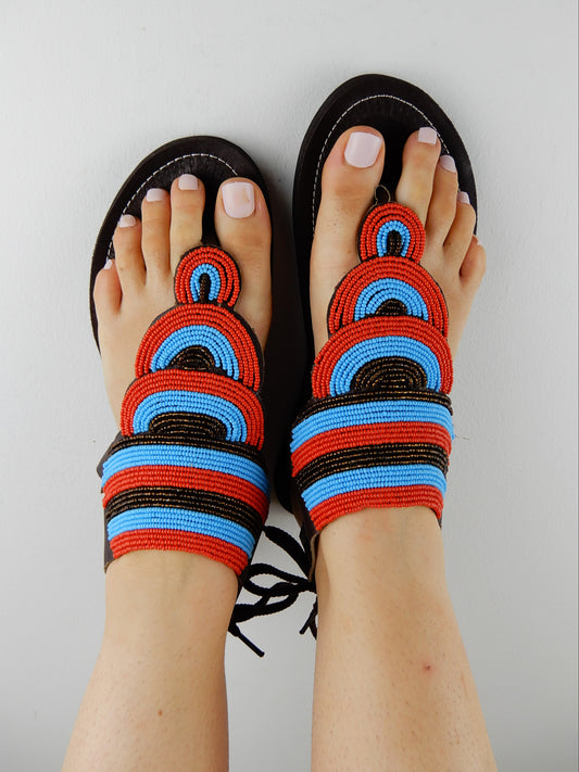 Layered Sandal Blue & Red