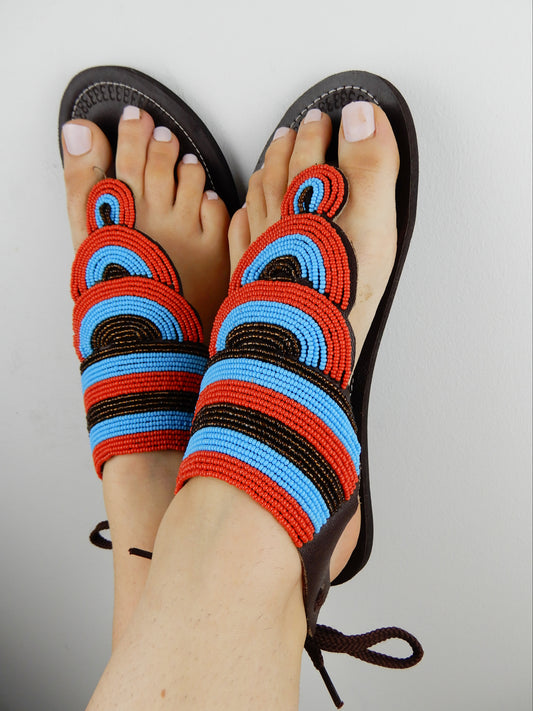 Layered Sandal Blue & Red
